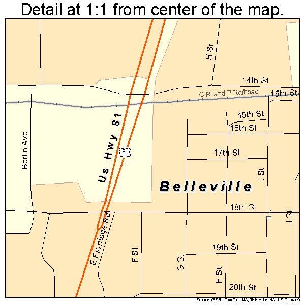 Belleville, Kansas road map detail