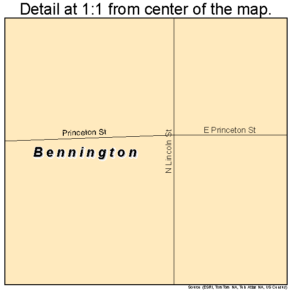 Bennington, Kansas road map detail