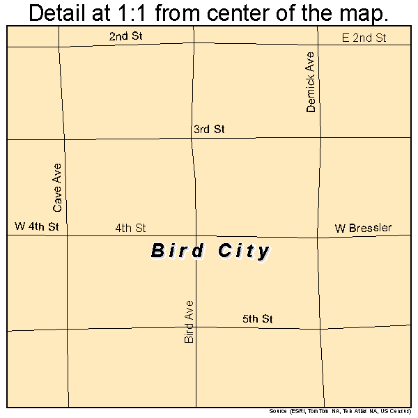 Bird City, Kansas road map detail