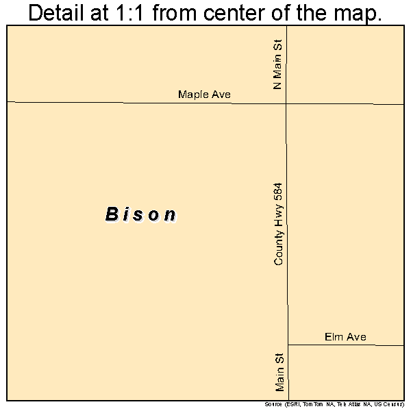 Bison, Kansas road map detail