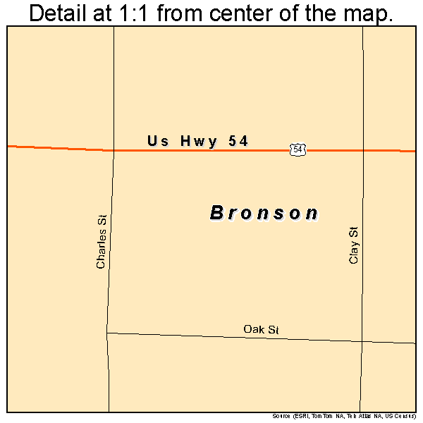 Bronson, Kansas road map detail