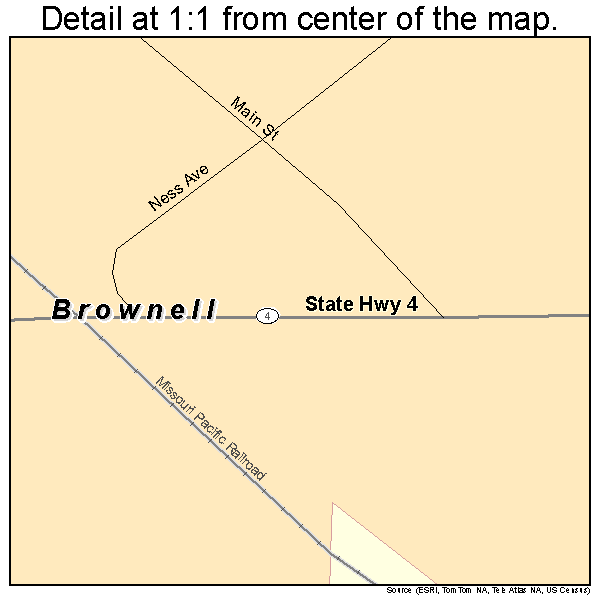 Brownell, Kansas road map detail