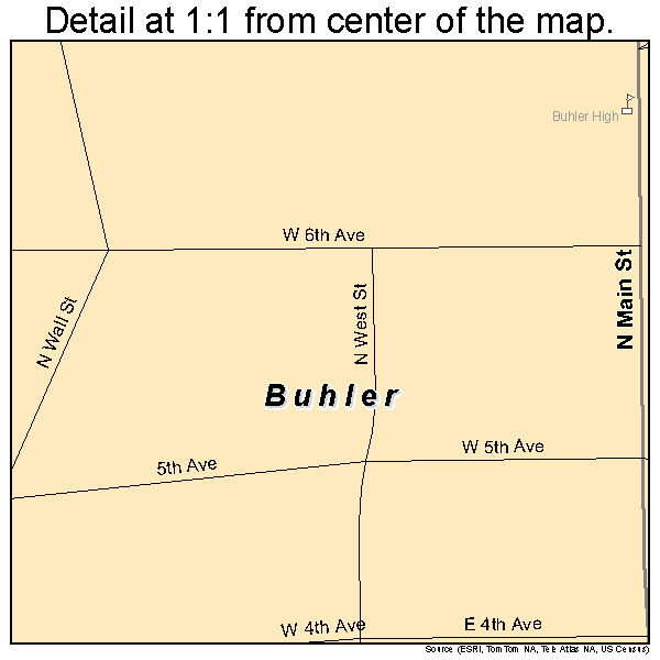 Buhler, Kansas road map detail