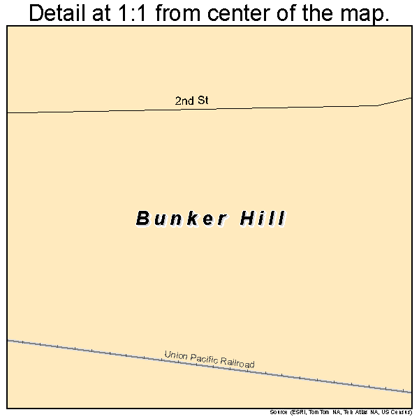 Bunker Hill, Kansas road map detail