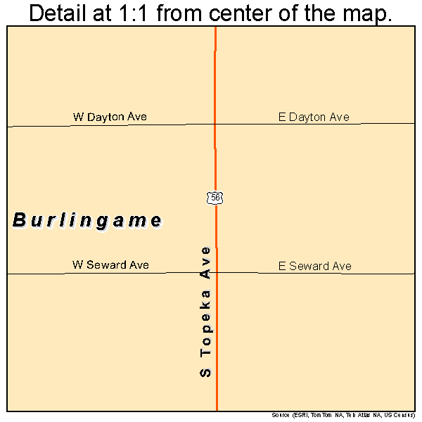 Burlingame, Kansas road map detail