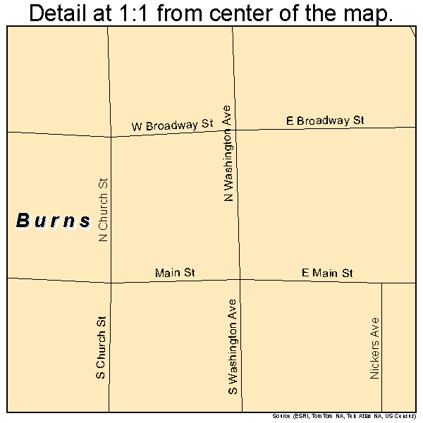 Burns, Kansas road map detail