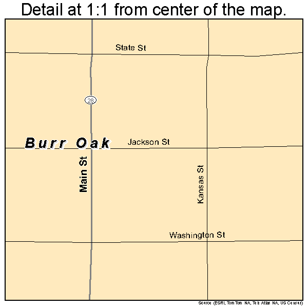 Burr Oak, Kansas road map detail