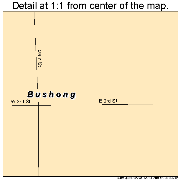 Bushong, Kansas road map detail