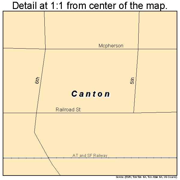 Canton, Kansas road map detail
