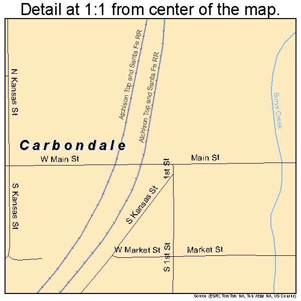 Carbondale, Kansas road map detail