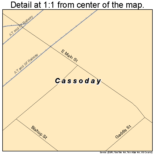 Cassoday, Kansas road map detail