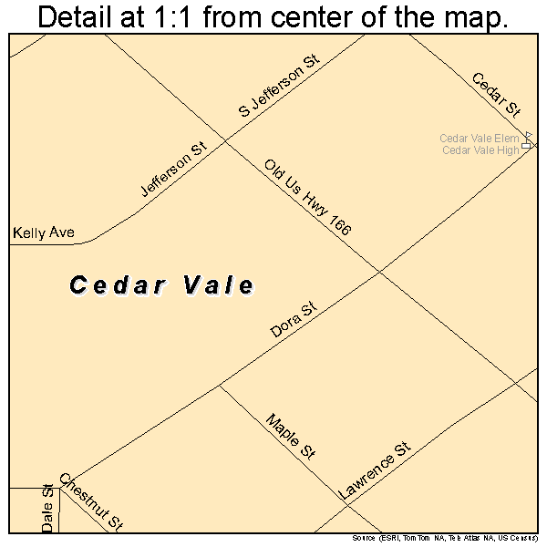 Cedar Vale, Kansas road map detail