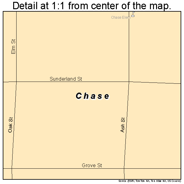 Chase, Kansas road map detail