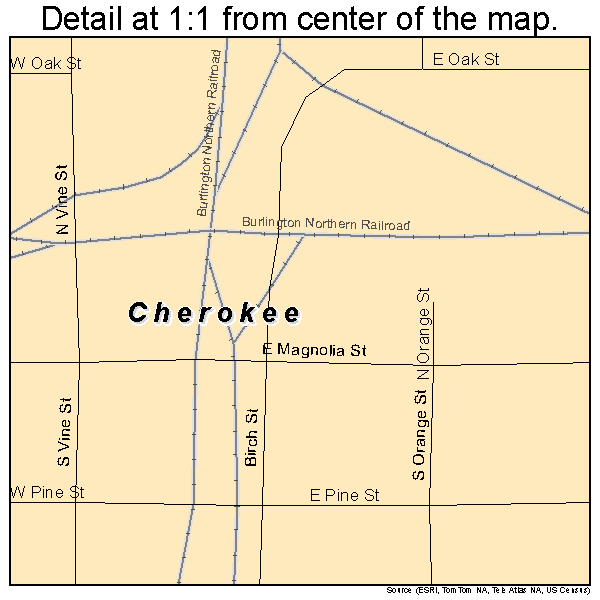 Cherokee, Kansas road map detail