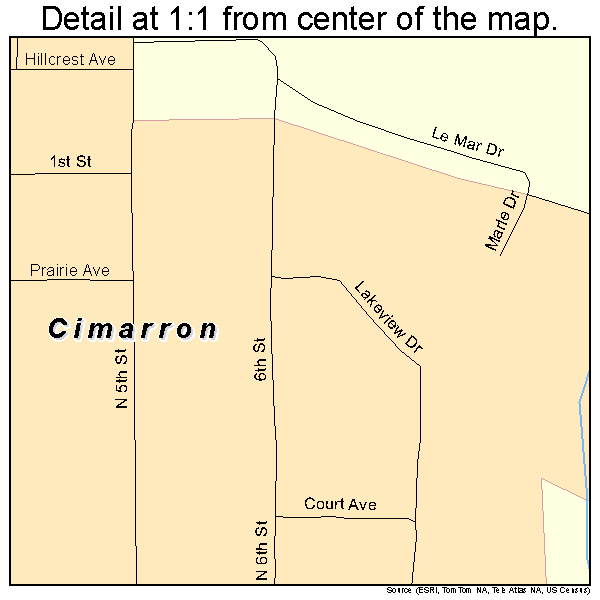 Cimarron, Kansas road map detail