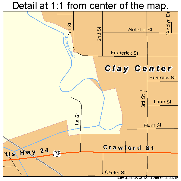 Clay Center, Kansas road map detail
