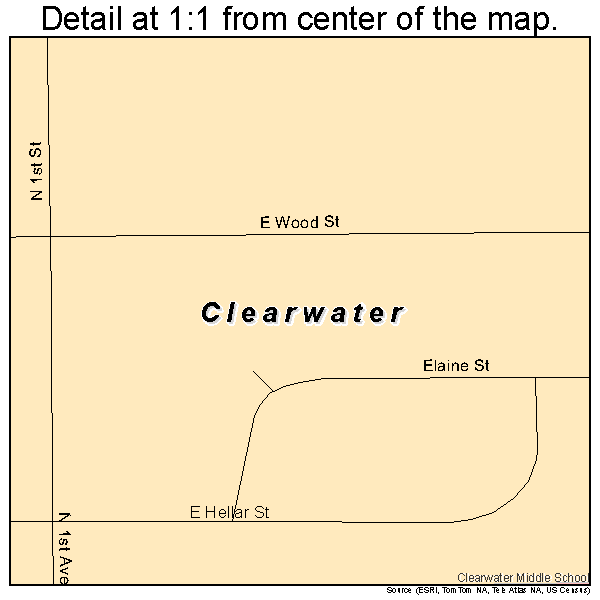 Clearwater, Kansas road map detail