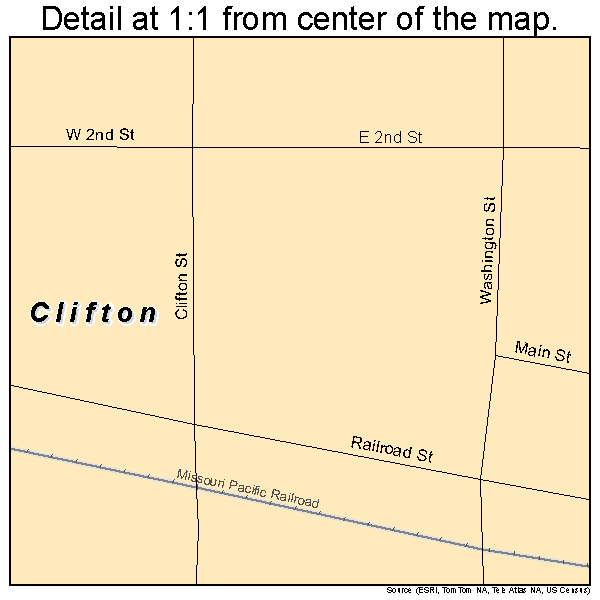 Clifton, Kansas road map detail