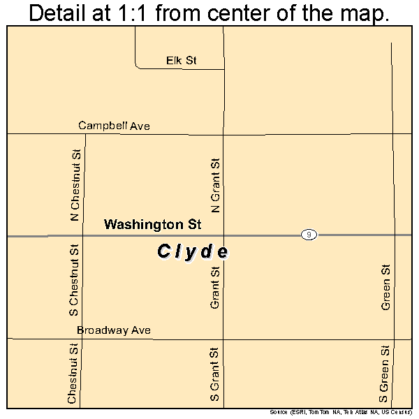Clyde, Kansas road map detail
