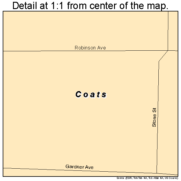 Coats, Kansas road map detail