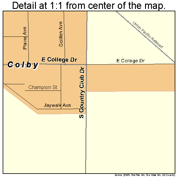 Colby, Kansas road map detail