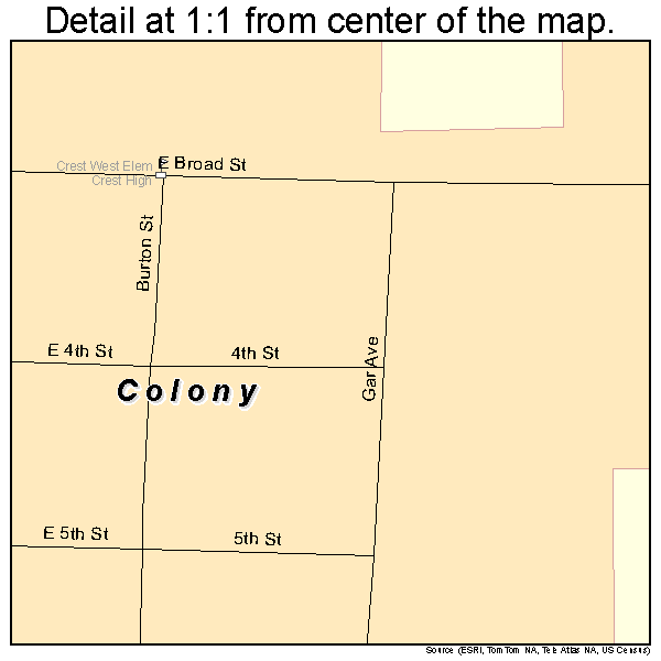Colony, Kansas road map detail