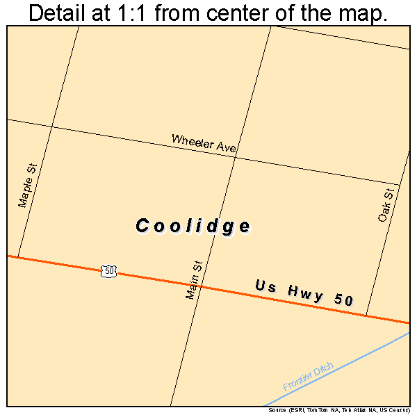 Coolidge, Kansas road map detail