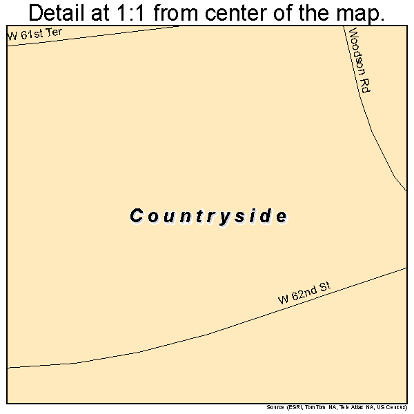 Countryside, Kansas road map detail