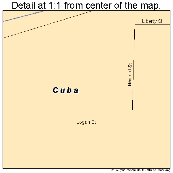 Cuba, Kansas road map detail