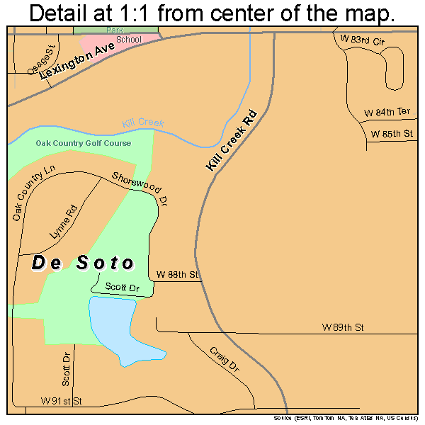 De Soto, Kansas road map detail