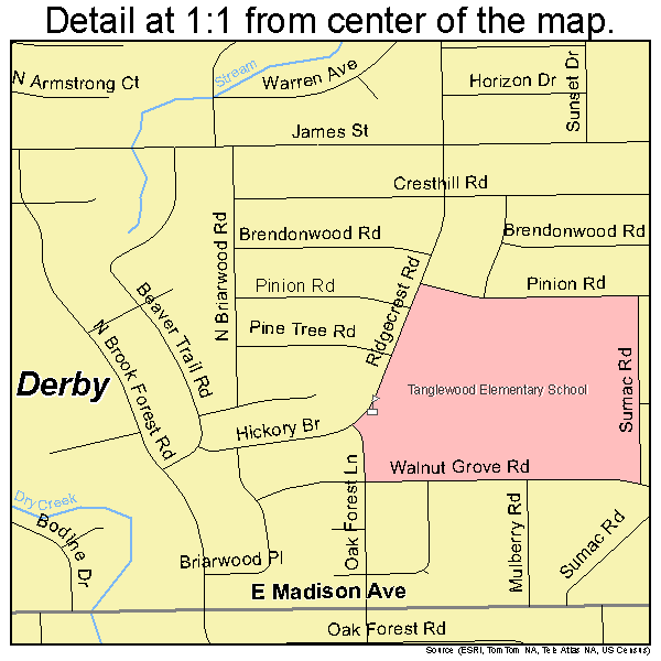 Derby, Kansas road map detail