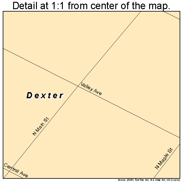 Dexter, Kansas road map detail