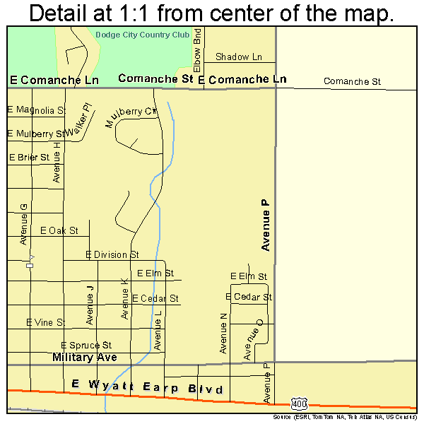 Dodge City, Kansas road map detail