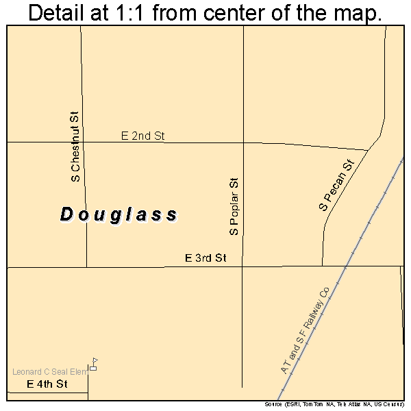 Douglass, Kansas road map detail