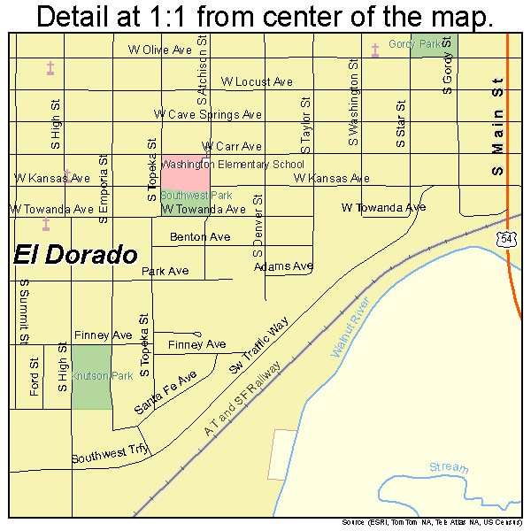 El Dorado, Kansas road map detail