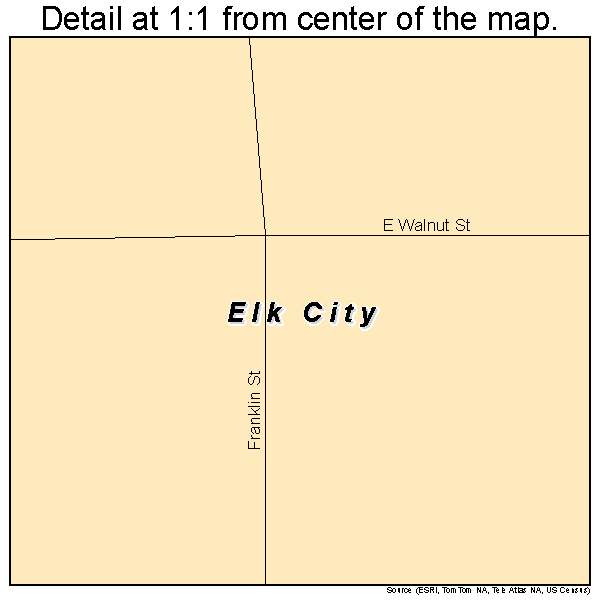 Elk City, Kansas road map detail