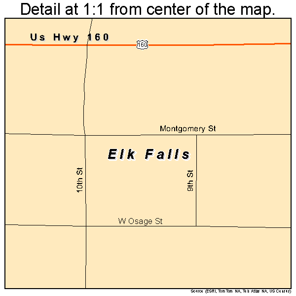 Elk Falls, Kansas road map detail