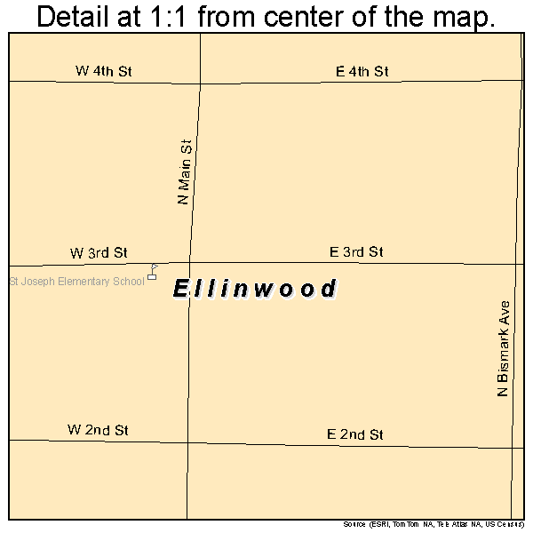 Ellinwood, Kansas road map detail