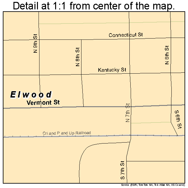 Elwood, Kansas road map detail
