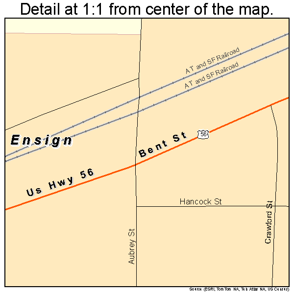 Ensign, Kansas road map detail