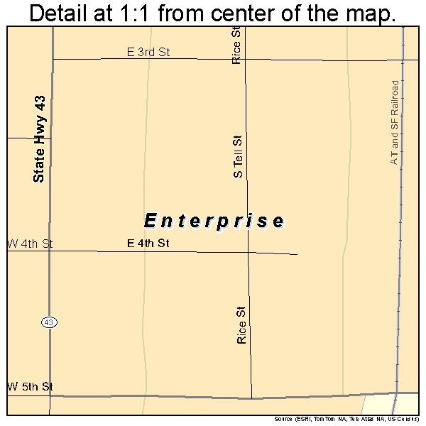 Enterprise, Kansas road map detail