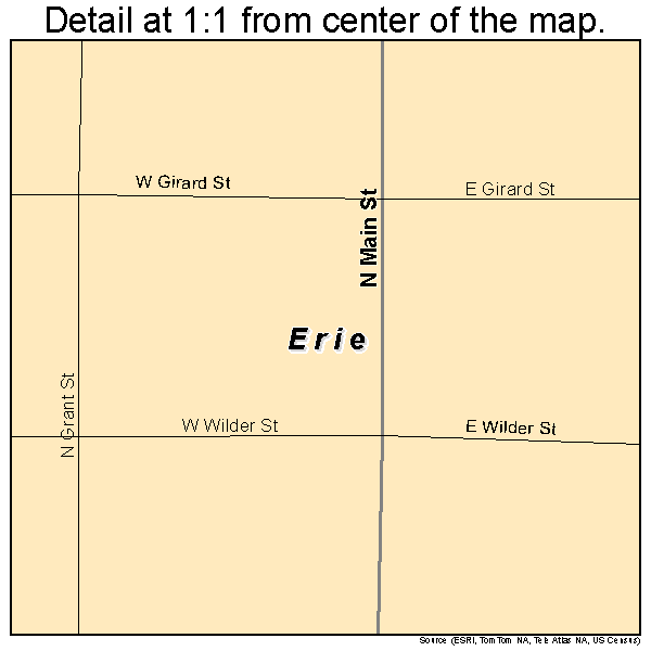 Erie, Kansas road map detail