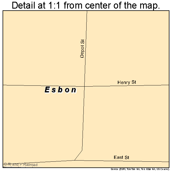 Esbon, Kansas road map detail