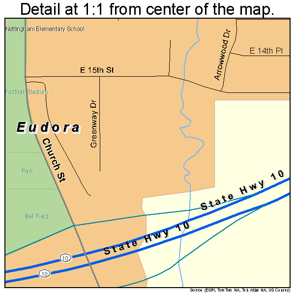 Eudora, Kansas road map detail