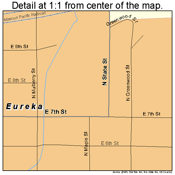 Eureka, Kansas road map detail