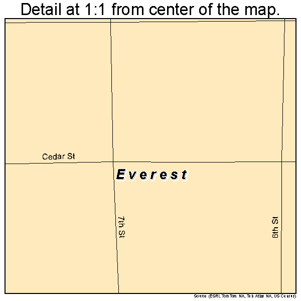 Everest, Kansas road map detail