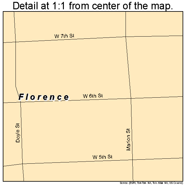 Florence, Kansas road map detail