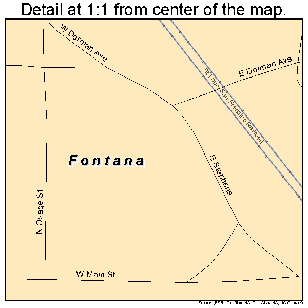 Fontana, Kansas road map detail