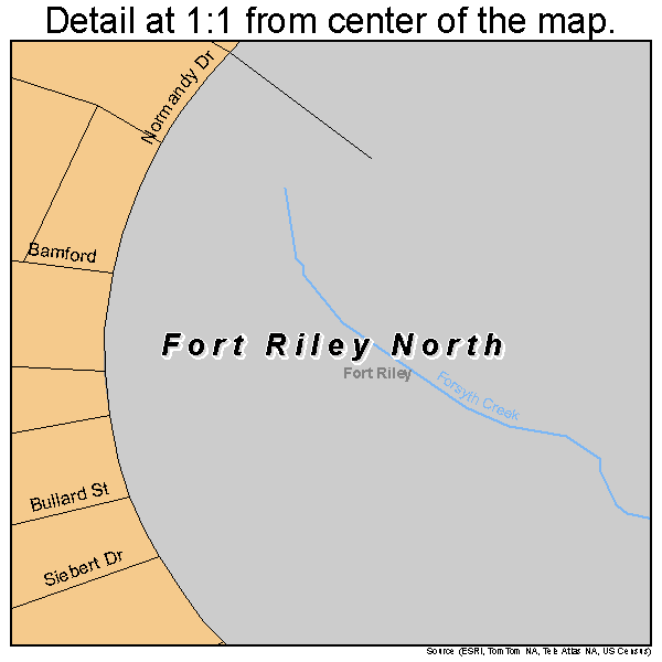 Fort Riley North, Kansas road map detail