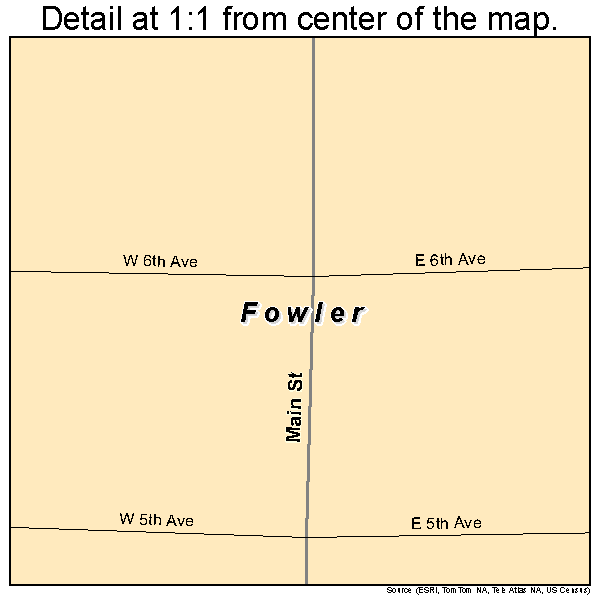 Fowler, Kansas road map detail